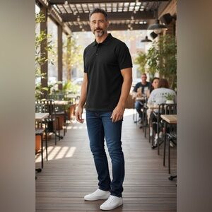 My Golf Shirt polo men’s in black size large, lightweight quick dry collared